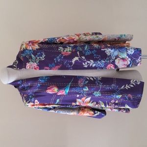 Johnny Was Kimono silk Weller Topiary Hunter Colorful reversible S fits M